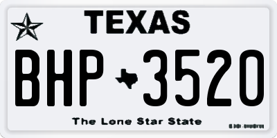 TX license plate BHP3520