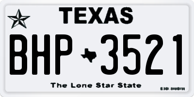 TX license plate BHP3521