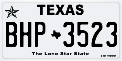 TX license plate BHP3523