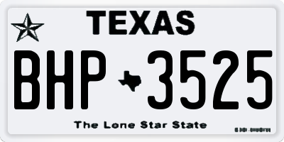 TX license plate BHP3525