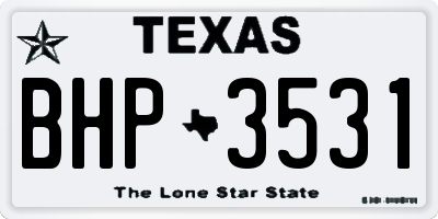 TX license plate BHP3531