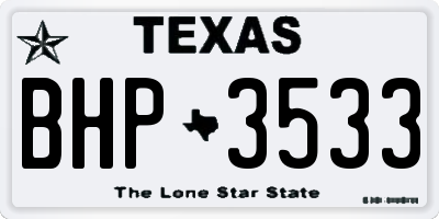 TX license plate BHP3533