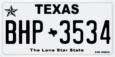 TX license plate BHP3534