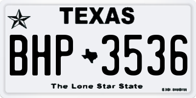 TX license plate BHP3536