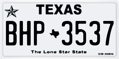 TX license plate BHP3537
