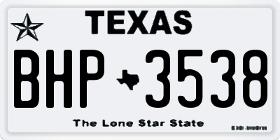 TX license plate BHP3538