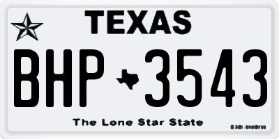 TX license plate BHP3543