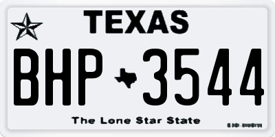 TX license plate BHP3544