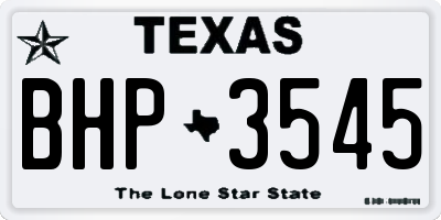 TX license plate BHP3545