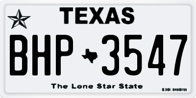 TX license plate BHP3547