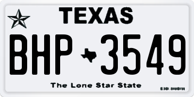 TX license plate BHP3549