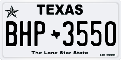 TX license plate BHP3550