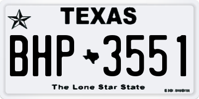 TX license plate BHP3551