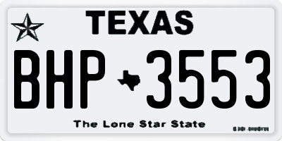 TX license plate BHP3553