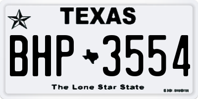 TX license plate BHP3554