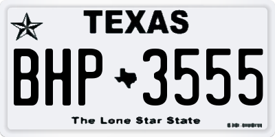 TX license plate BHP3555