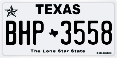 TX license plate BHP3558