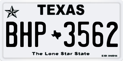 TX license plate BHP3562