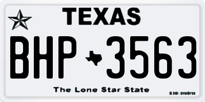 TX license plate BHP3563