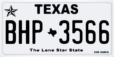 TX license plate BHP3566