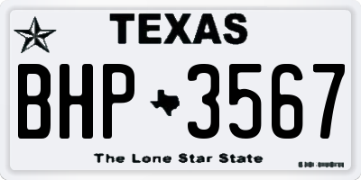 TX license plate BHP3567