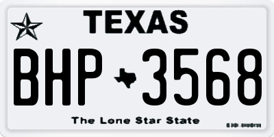 TX license plate BHP3568