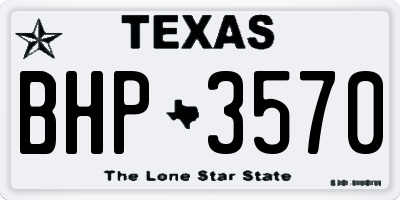 TX license plate BHP3570