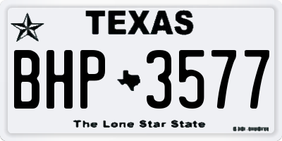 TX license plate BHP3577