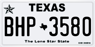 TX license plate BHP3580