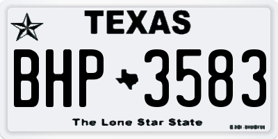 TX license plate BHP3583