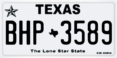TX license plate BHP3589