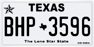 TX license plate BHP3596