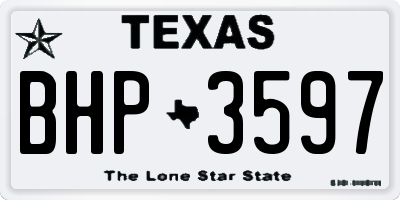 TX license plate BHP3597