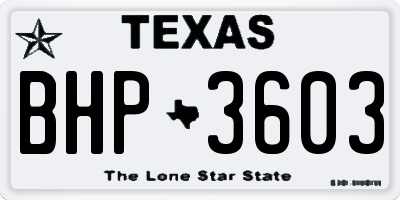 TX license plate BHP3603