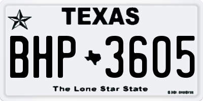 TX license plate BHP3605