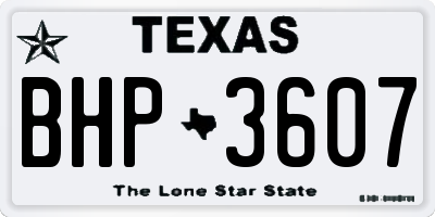 TX license plate BHP3607