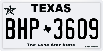 TX license plate BHP3609
