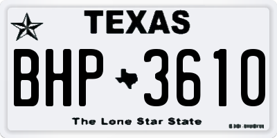 TX license plate BHP3610