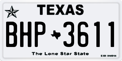 TX license plate BHP3611