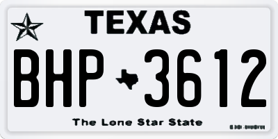TX license plate BHP3612