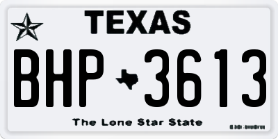 TX license plate BHP3613