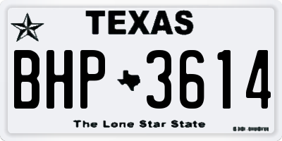 TX license plate BHP3614