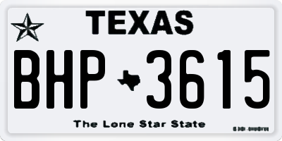 TX license plate BHP3615