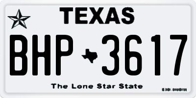TX license plate BHP3617