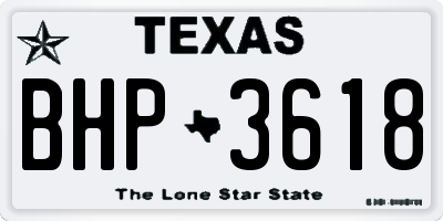 TX license plate BHP3618