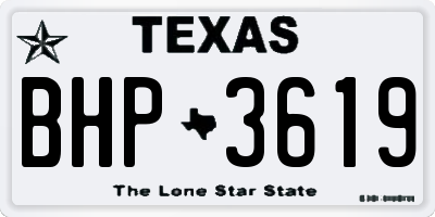 TX license plate BHP3619