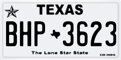 TX license plate BHP3623