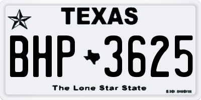 TX license plate BHP3625