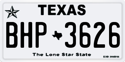 TX license plate BHP3626