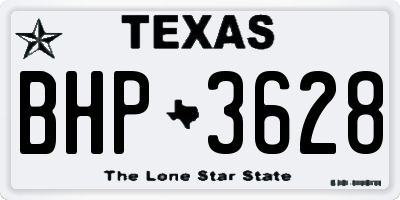 TX license plate BHP3628
